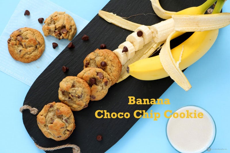 eggless banana choco chip cookies